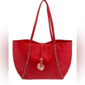 NWT Badgley Mischka Decorative Chain Tote in Red